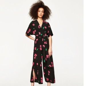 ZARA collection black floral jumpsuit